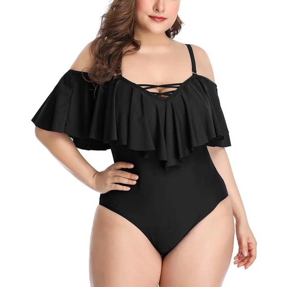Ruffled plus size slimming one piece bikini - Picture 5 of 11